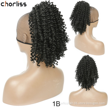 Wholesale Chorliss Short Virgin Cheveux Afro Kinky Curly Drawstring Net Synthetic Jerry Curly Clip-in Ponytail Hair Extension